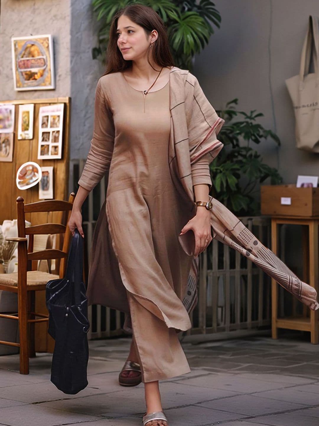 Aaghnya Women Solid Kurta with Palazzo & Dupatta - view 1