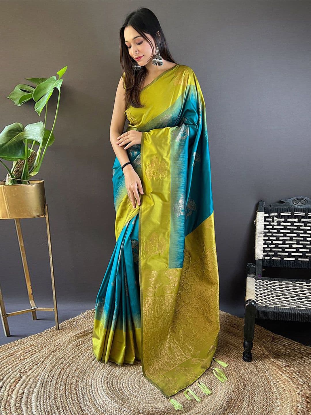 all about you Woven Design Zari Kanjeevaram Saree - view 1