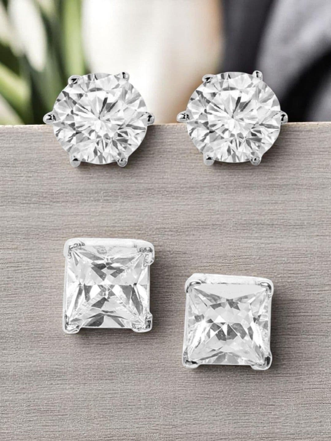 OOMPH Set Of 2 Cubic Zirconia Studded Studs - view 1