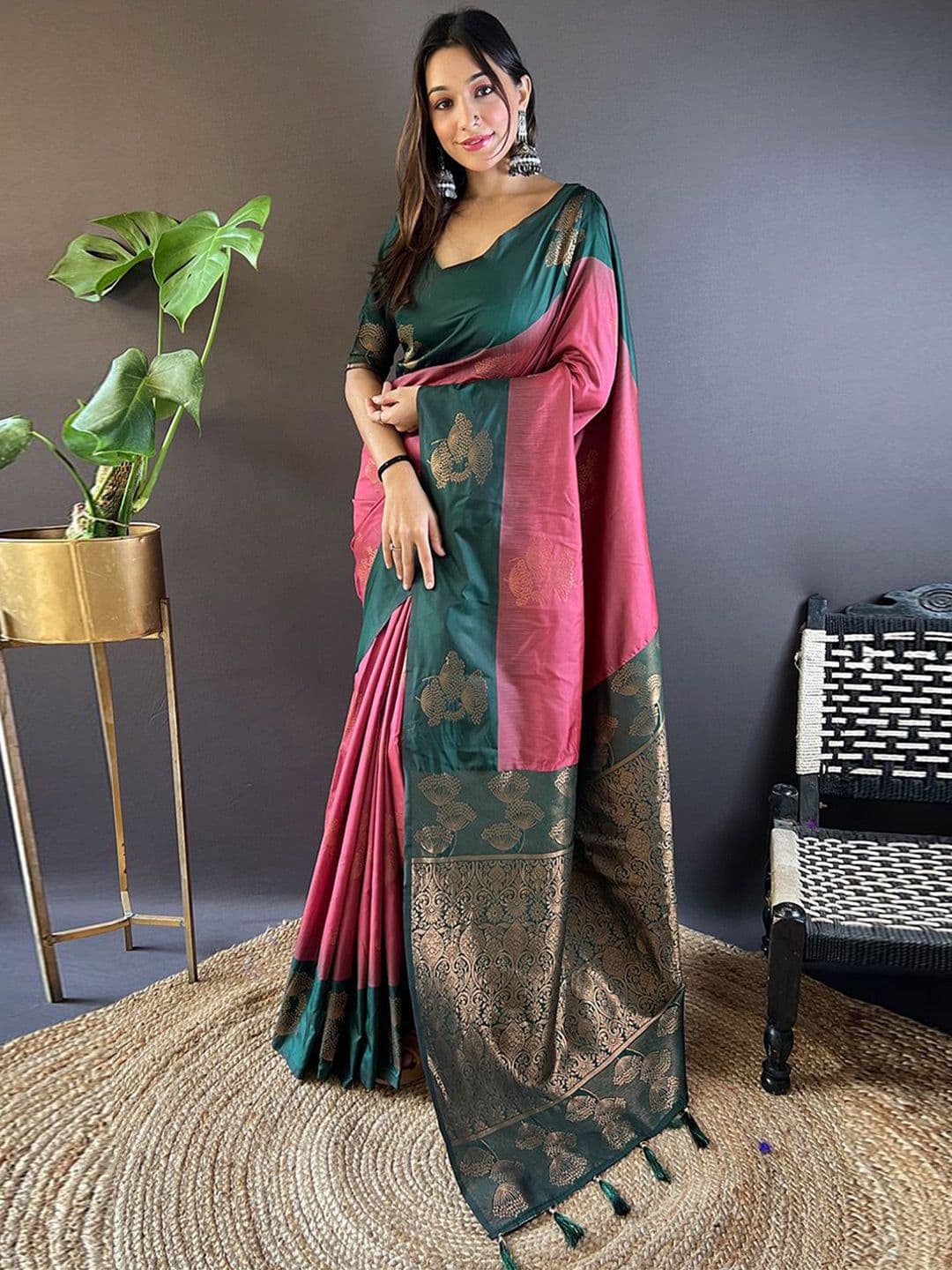 all about you Woven Design Zari Kanjeevaram Saree - view 1