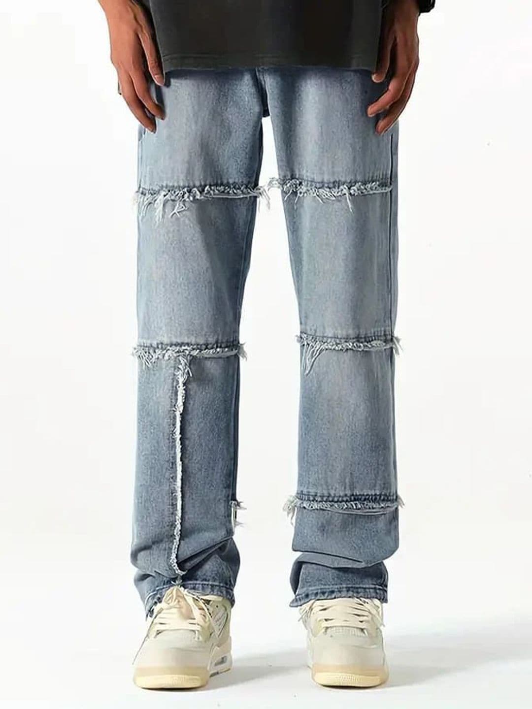 Off Duty India Men Casual Raw Trim Distressed Denim Mid-Rise Jeans - view 1