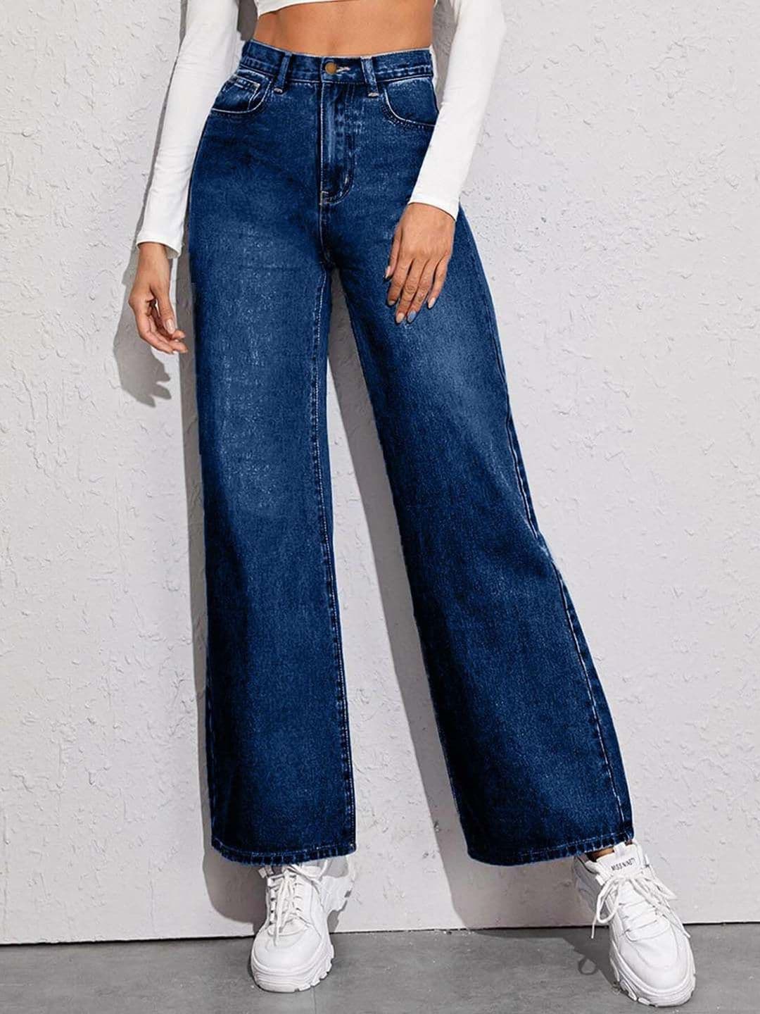 Stylecast X Kotty Women Flared High-Rise Clean Look No Fade Jeans - view 1