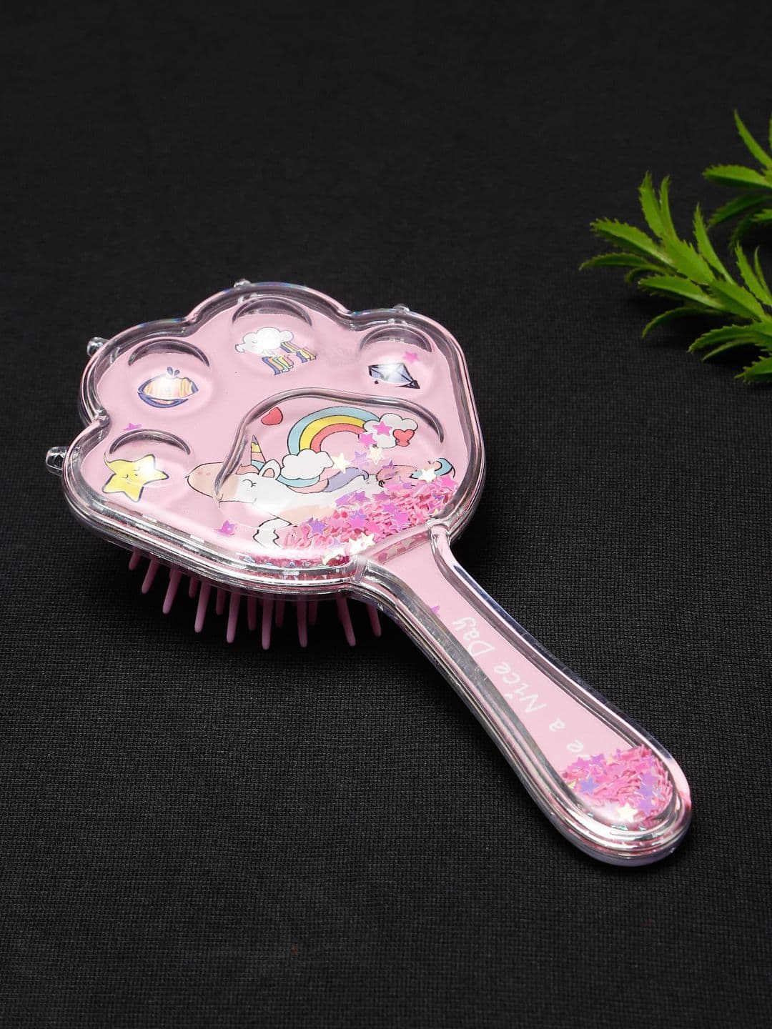Stoln Unicorn Theme With Star Glittery Hair Brush- Pink - view 1
