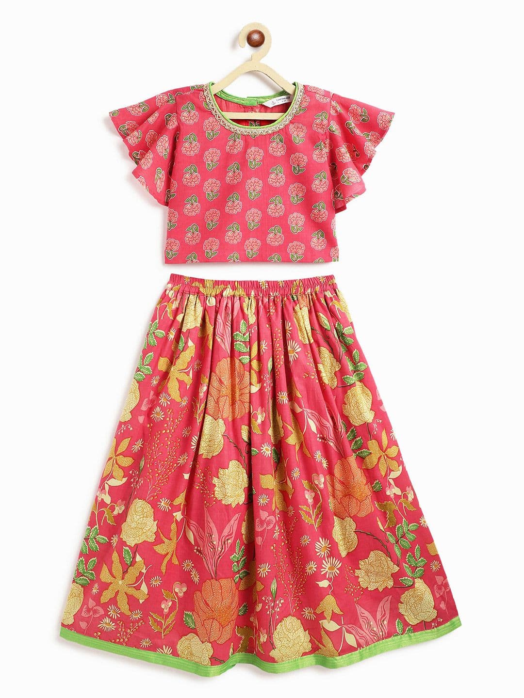 Campana Girls Printed Pure Cotton Ready to Wear Lehenga & Blouse - view 1