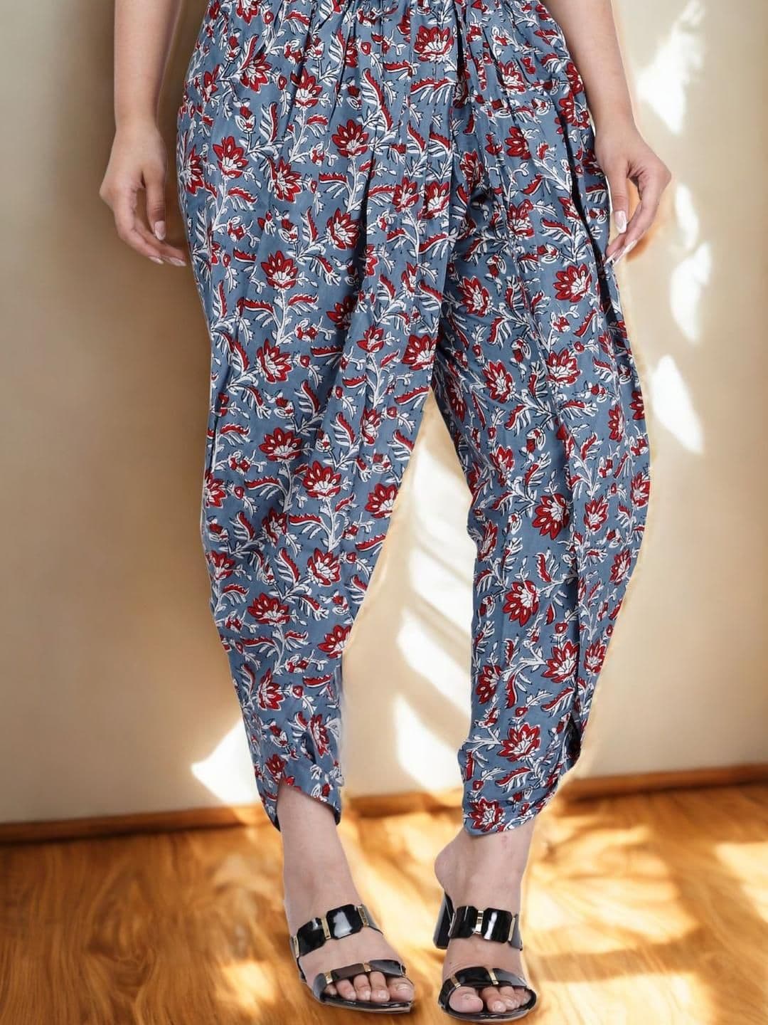 Vaidiki Grey Printed Cotton Dhotis - view 1
