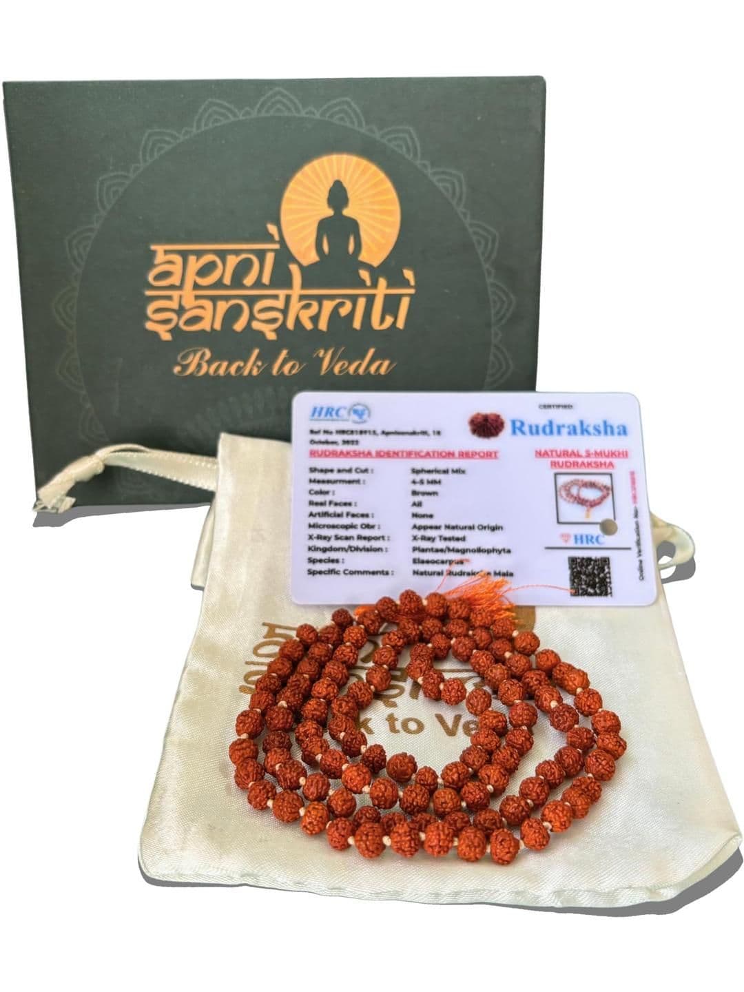 Apnisanskriti Unisex 5-Face Rudraksha 108+1 5mm Mala - view 1