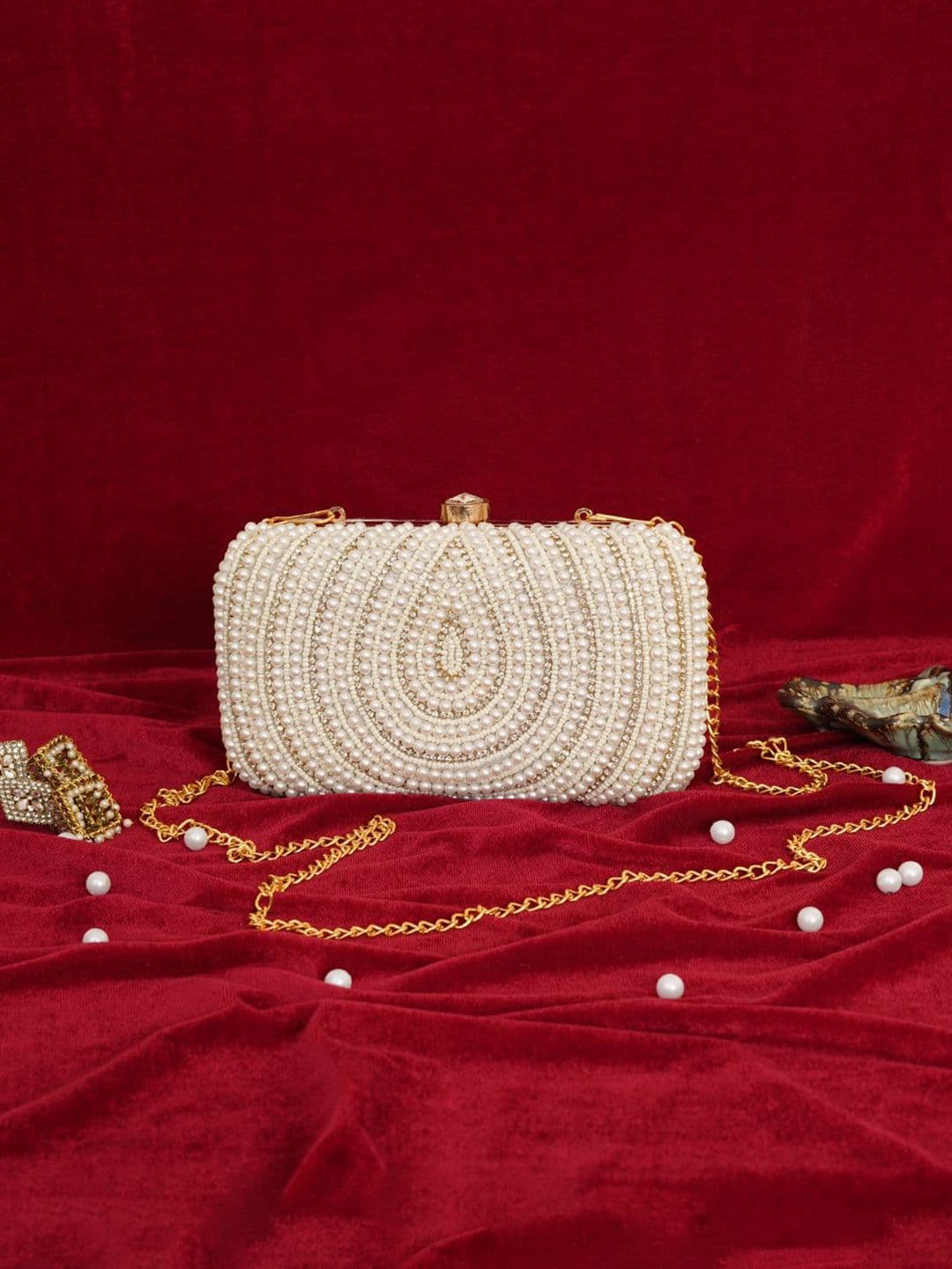 Anouk Embellished Box Clutch With Shoulder Strap - view 1