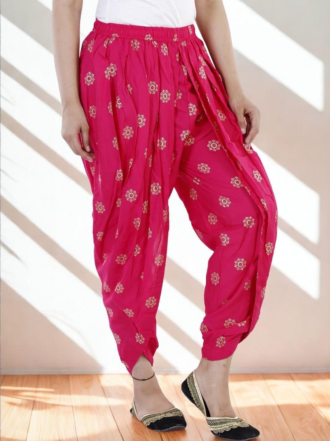 Vaidiki Pink Printed Viscose Rayon Dhotis - view 1