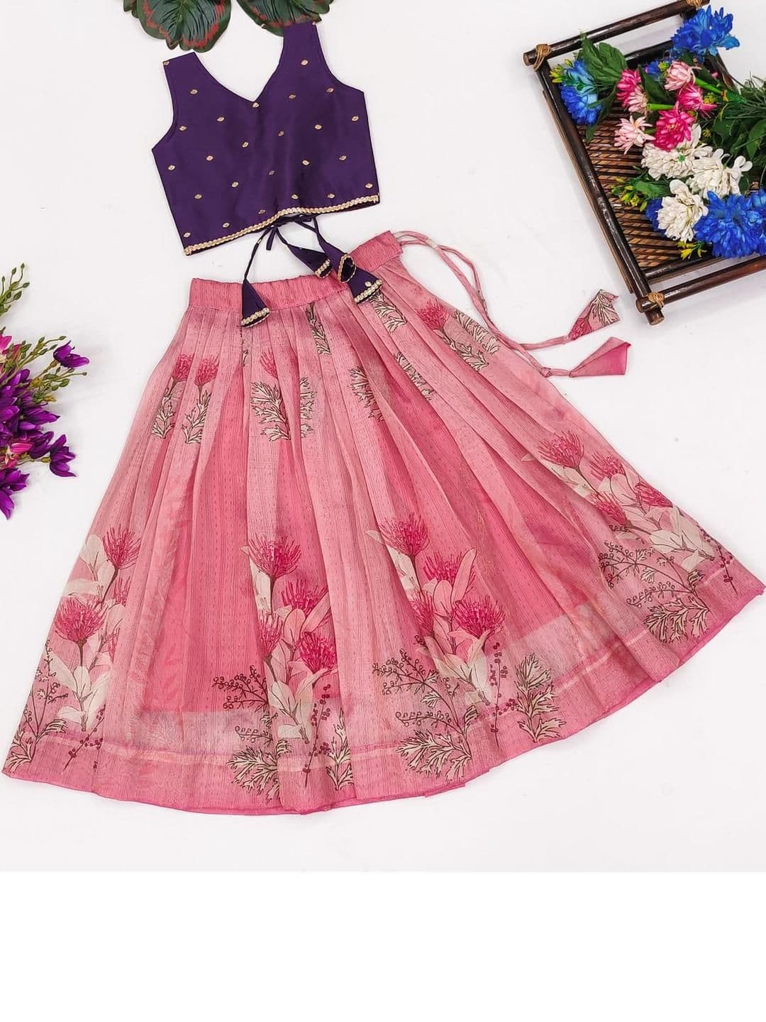 Shoryam Fashion Girls Embellished Mukaish Ready to Wear Lehenga & Blouse - view 1
