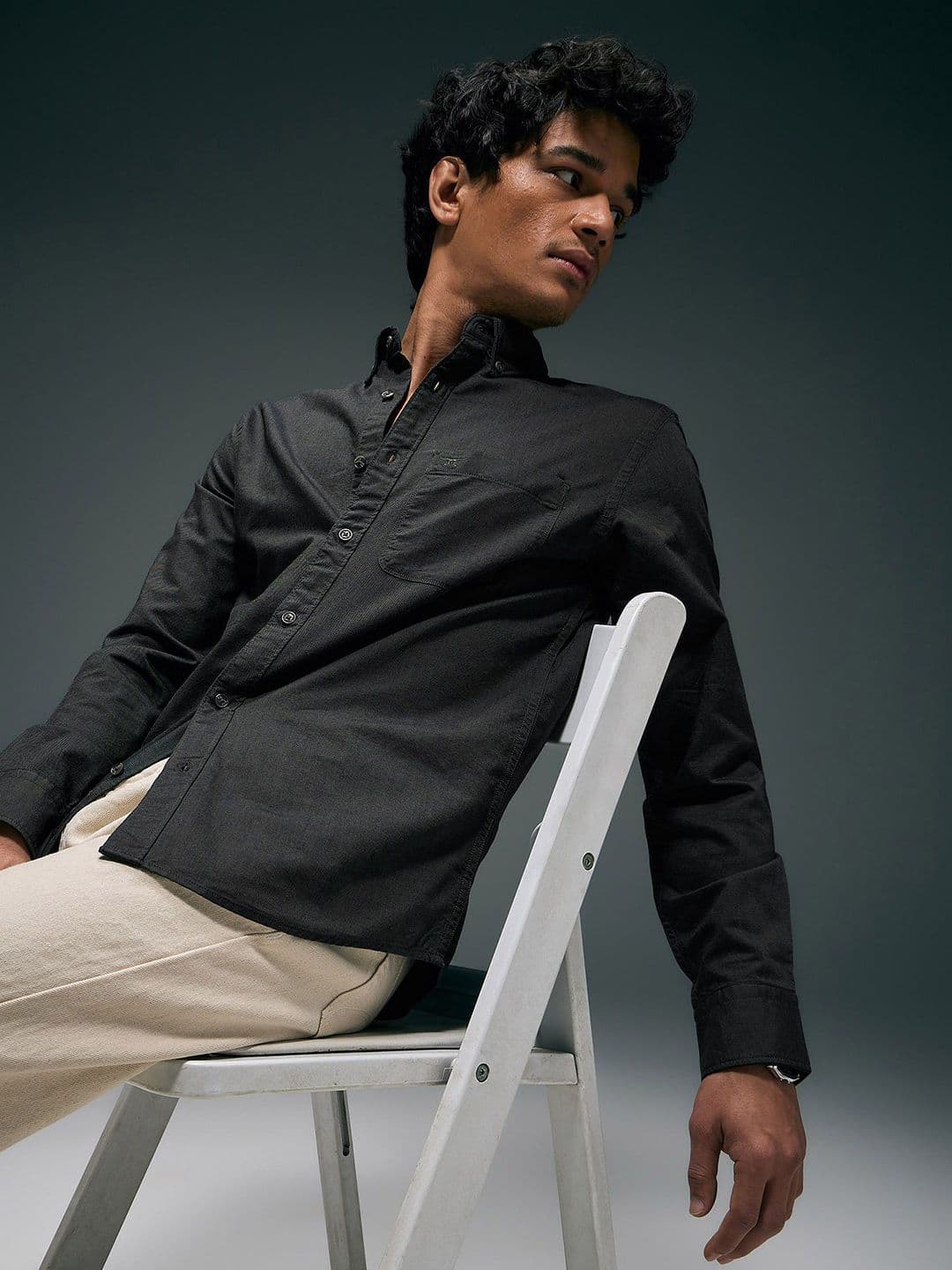Flying Machine Button-Down Collar Slim Fit Oxford Essential Shirt - view 1