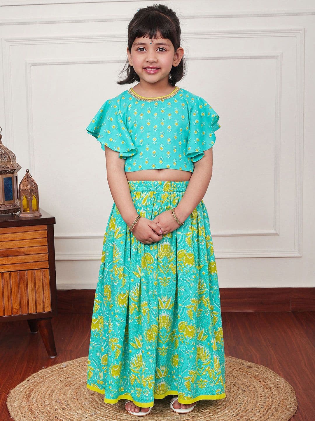 Campana Girls Printed Pure Cotton Ready to Wear Lehenga & Blouse - view 1