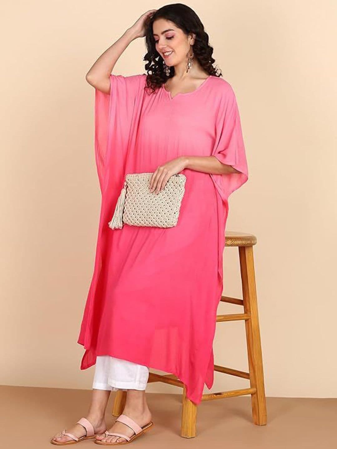 Maaesa Women Hand Tie Dyed Crepe rayon Kaftan Kurta - view 1