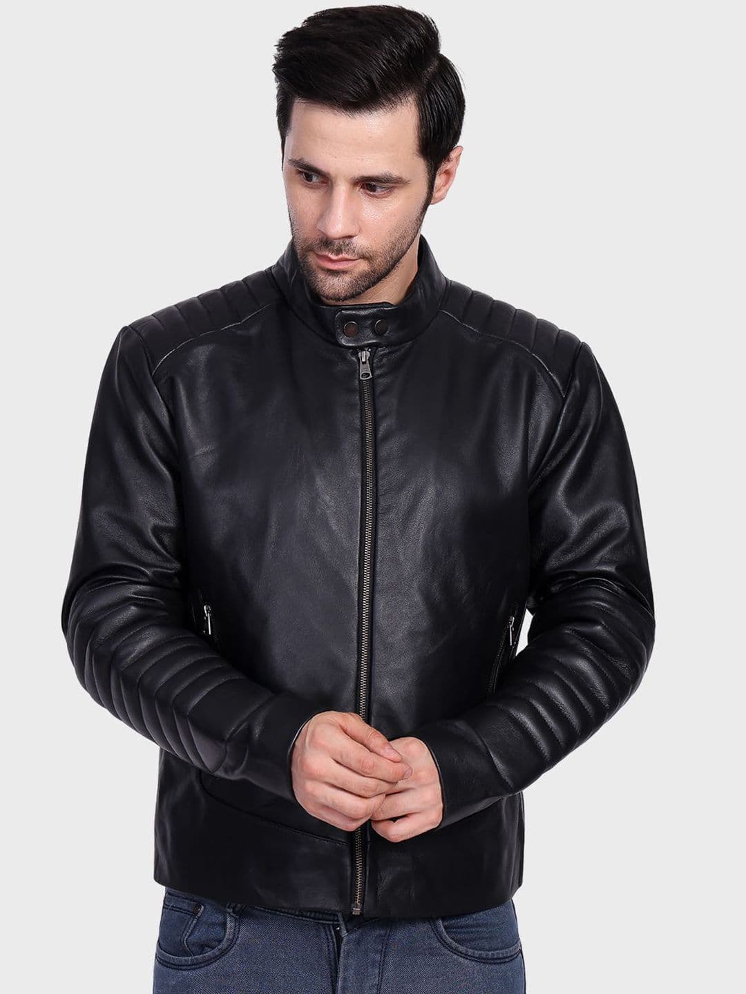 Justanned Racer Solid Leather Jacket - view 1