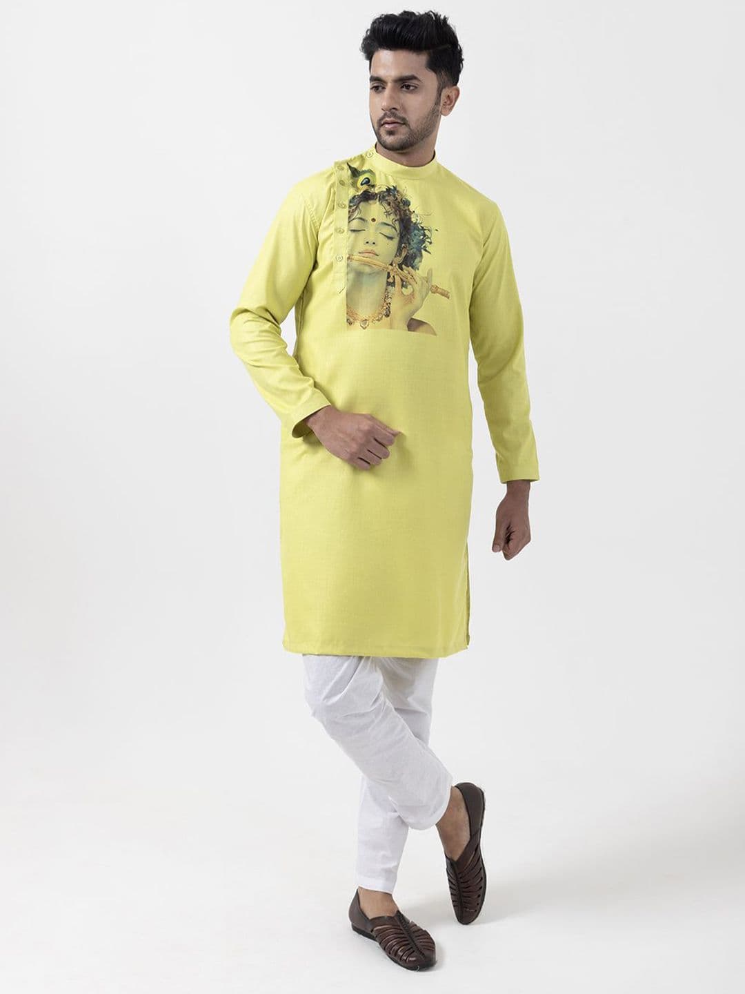 DEVOILER Men Ethnic Motifs Printed Cotton Collar Kurta - view 1