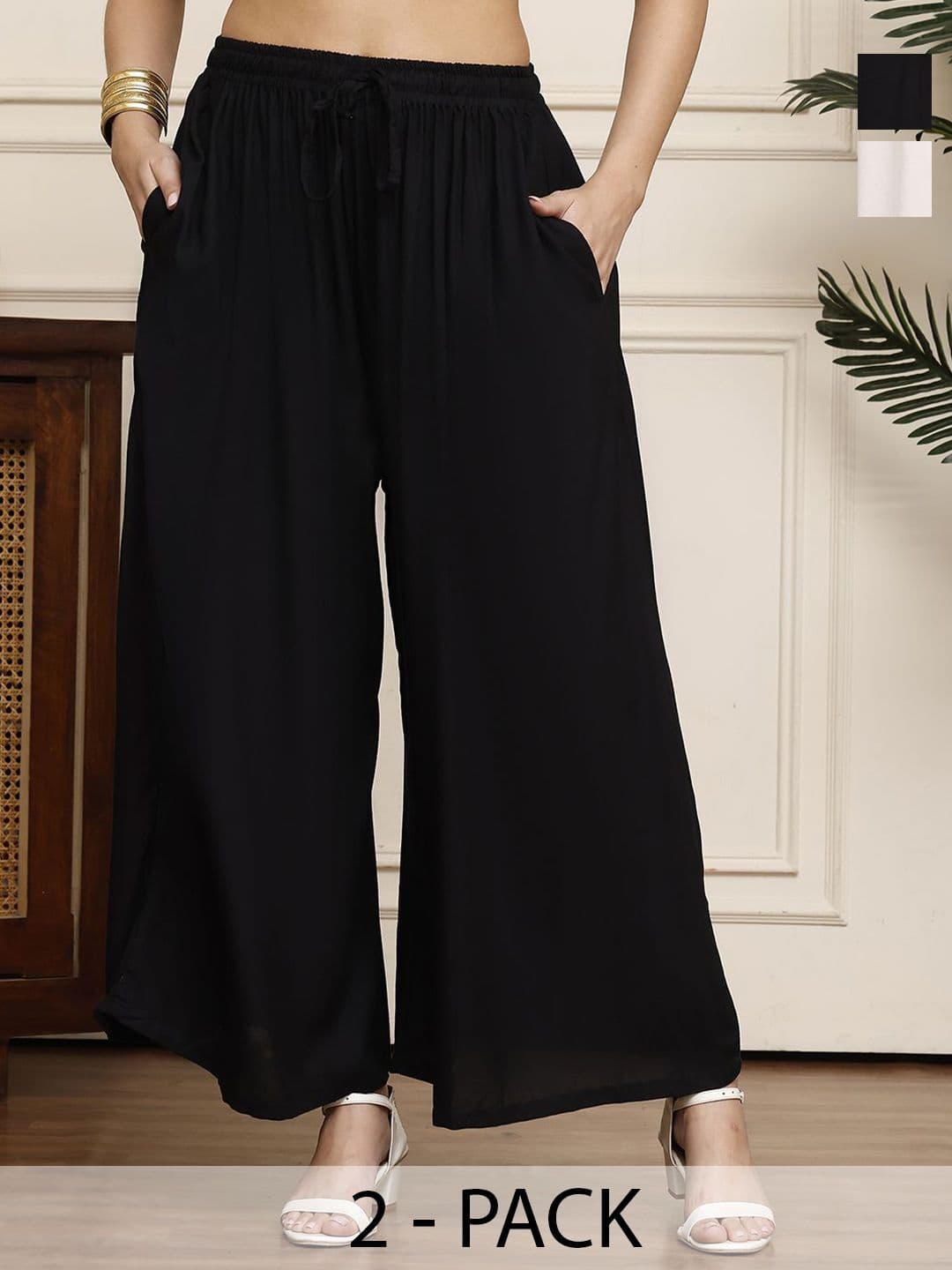 Valles365 by S.C. Women Pack Of 2 Flared Palazzos - view 1