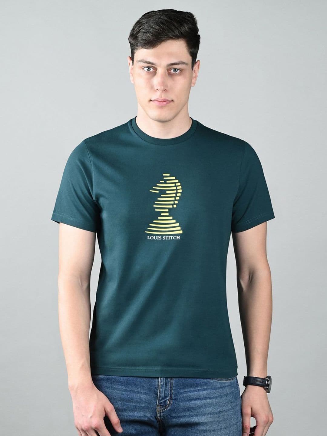 LOUIS STITCH Graphic Printed Round Neck Cotton T shirt - view 1