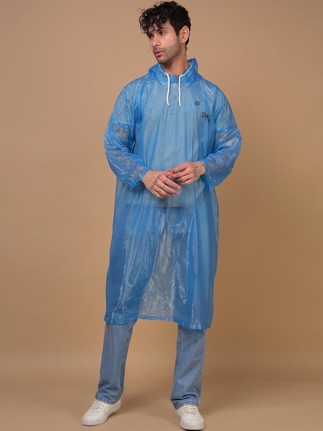 Dollar Men Lightweight Waterproof Reusable & Foldable Rain Poncho with Adjustable Hood