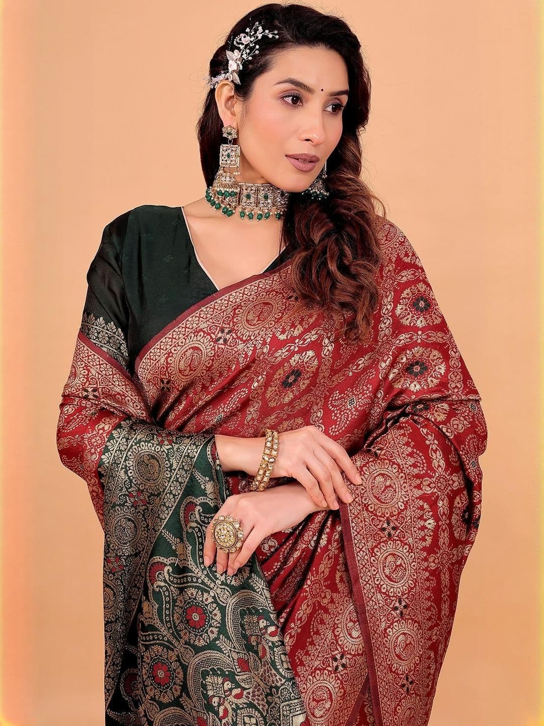 Moda Rapido Woven Design Zari Silk Cotton Kanjeevaram Saree - view 1