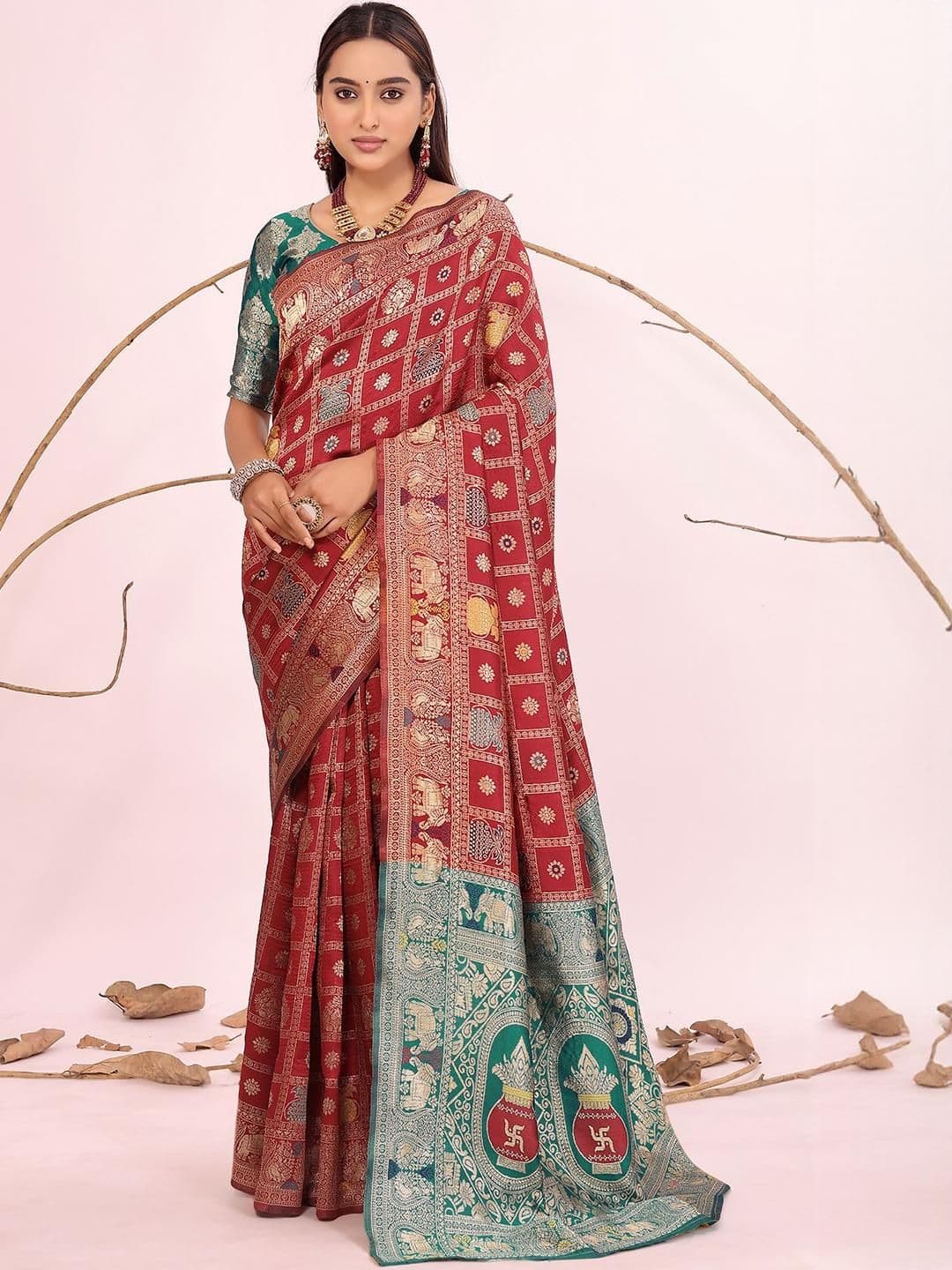Moda Rapido Woven Design Zari Silk Cotton Kanjeevaram Saree - view 1
