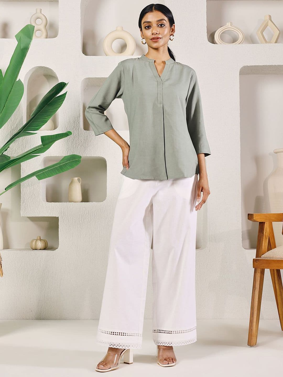 FIORRA Women Hem Design Lace Palazzos - view 1