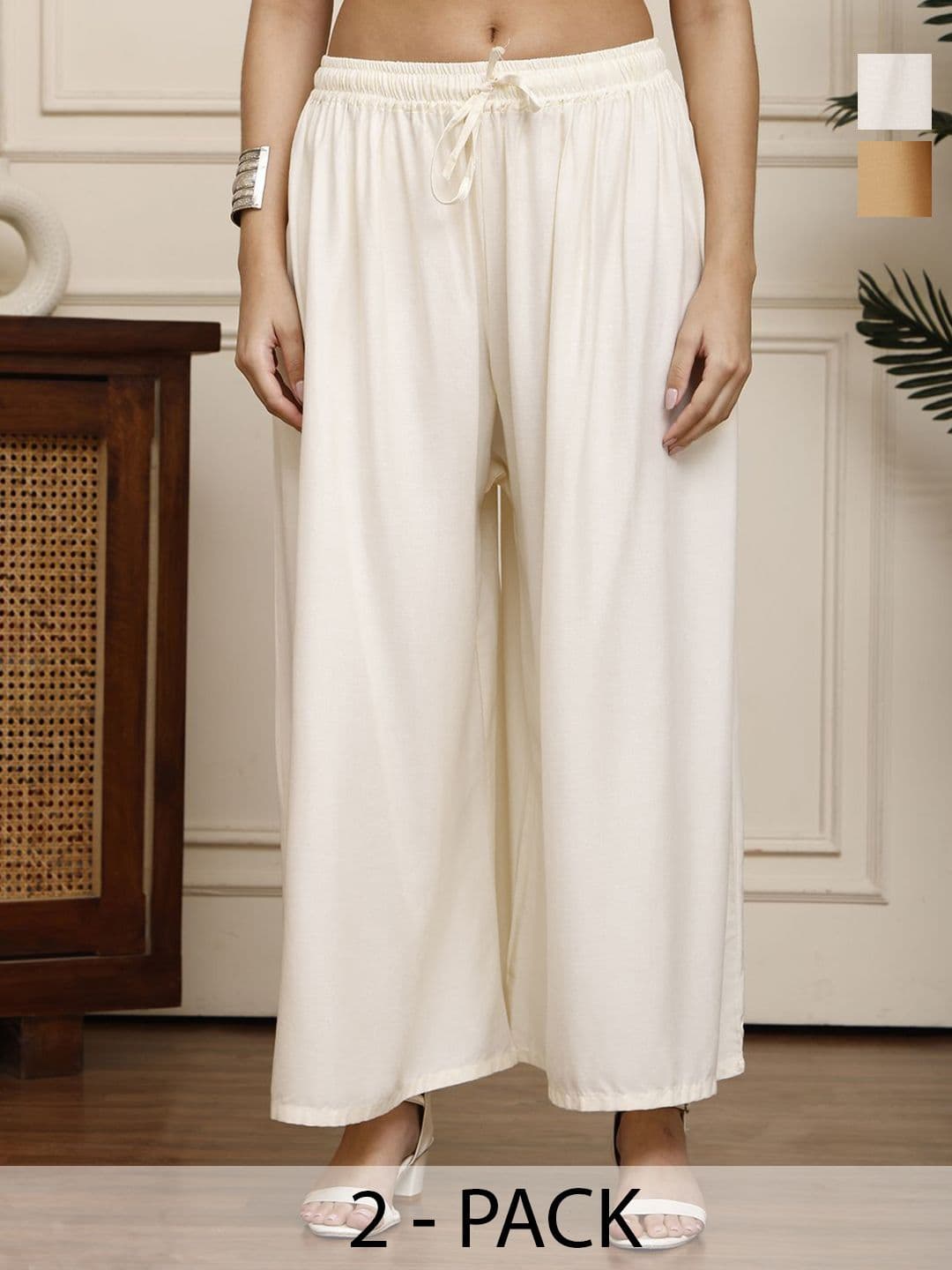 Valles365 by S.C. Women Pack Of 2 Flared Ethnic Palazzos - view 1