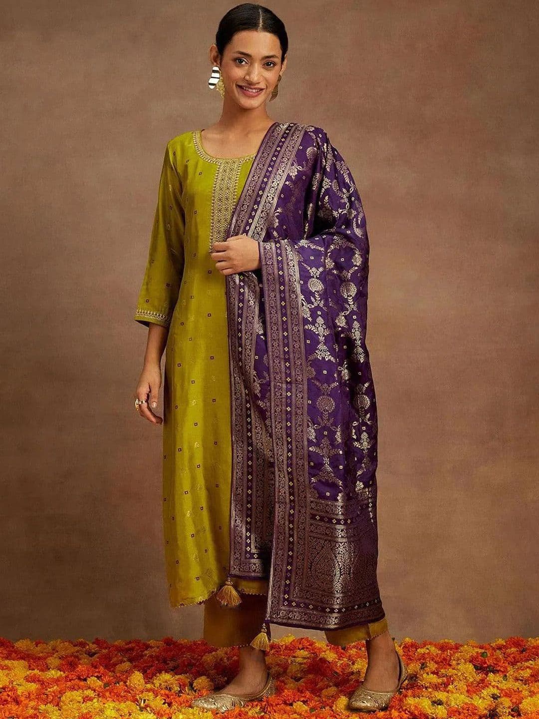 Twika Women Floral Embroidered Kurta with Trousers & Dupatta - view 1