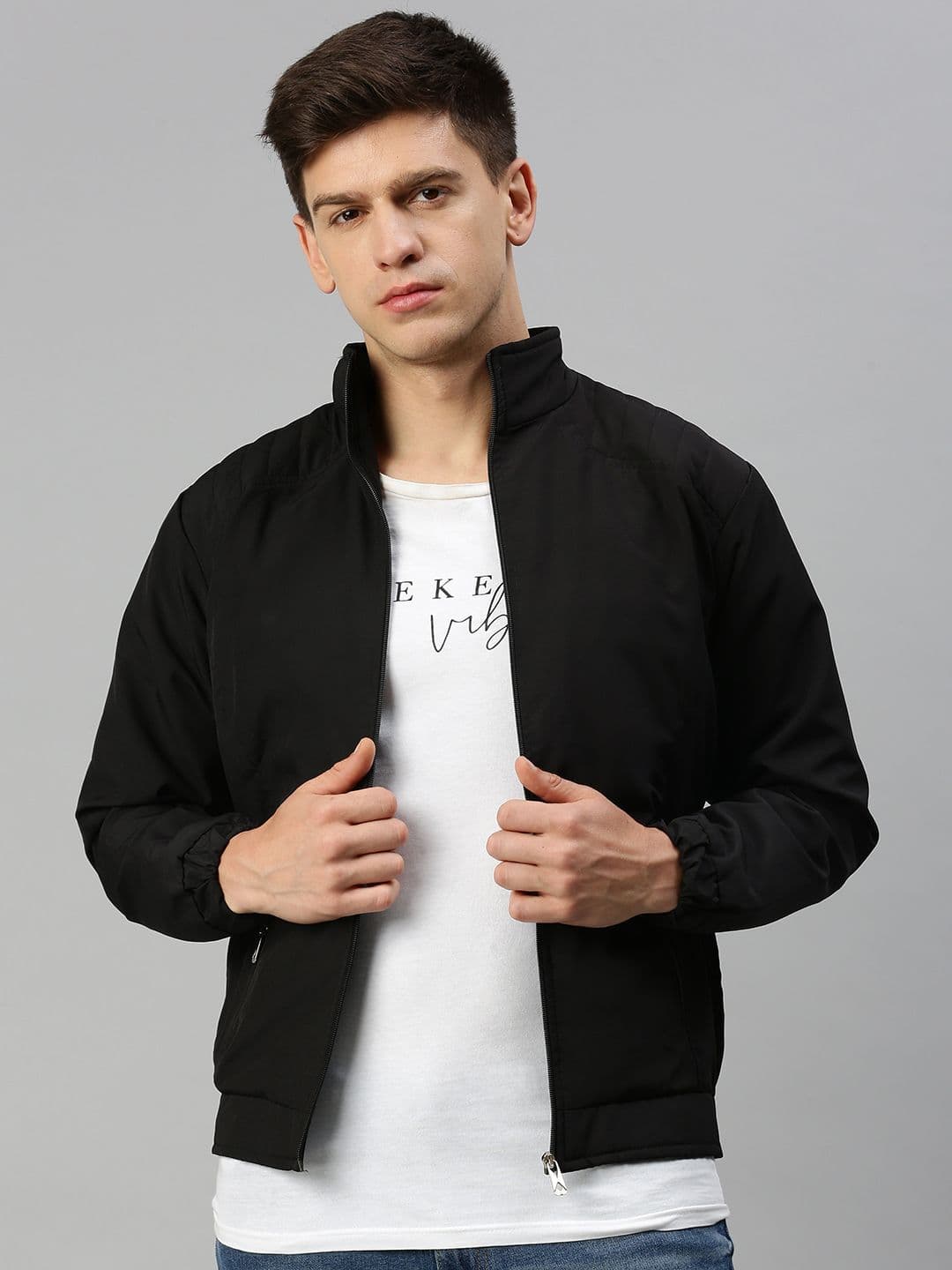 VOXATI Men Stand Collar Open Front Jacket - view 1