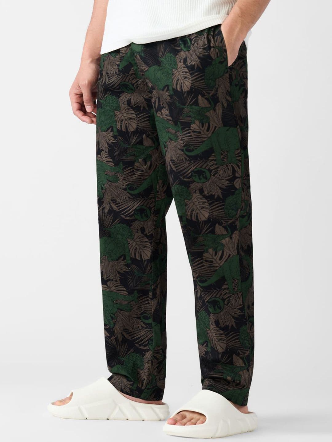 The Souled Store Men Regular Fit Jurassic Park Printed Black Pajamas - view 1