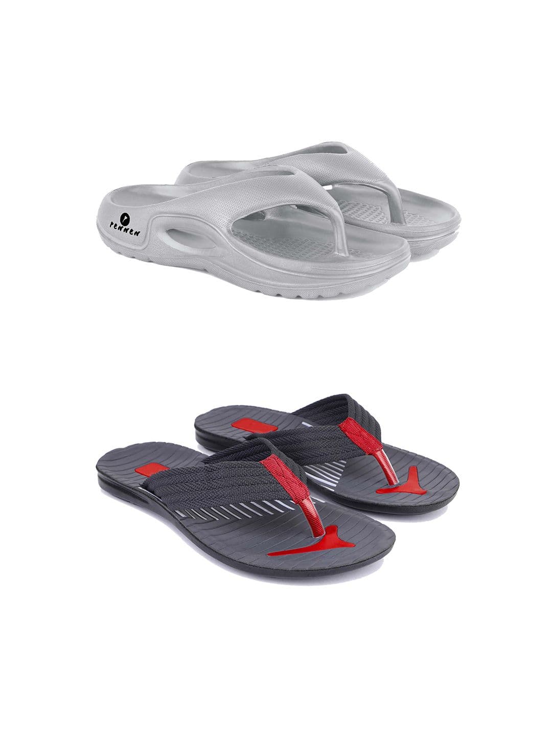 PENNEN Men Pack Of 2 Solid Casual Thong Flip Flops - view 1