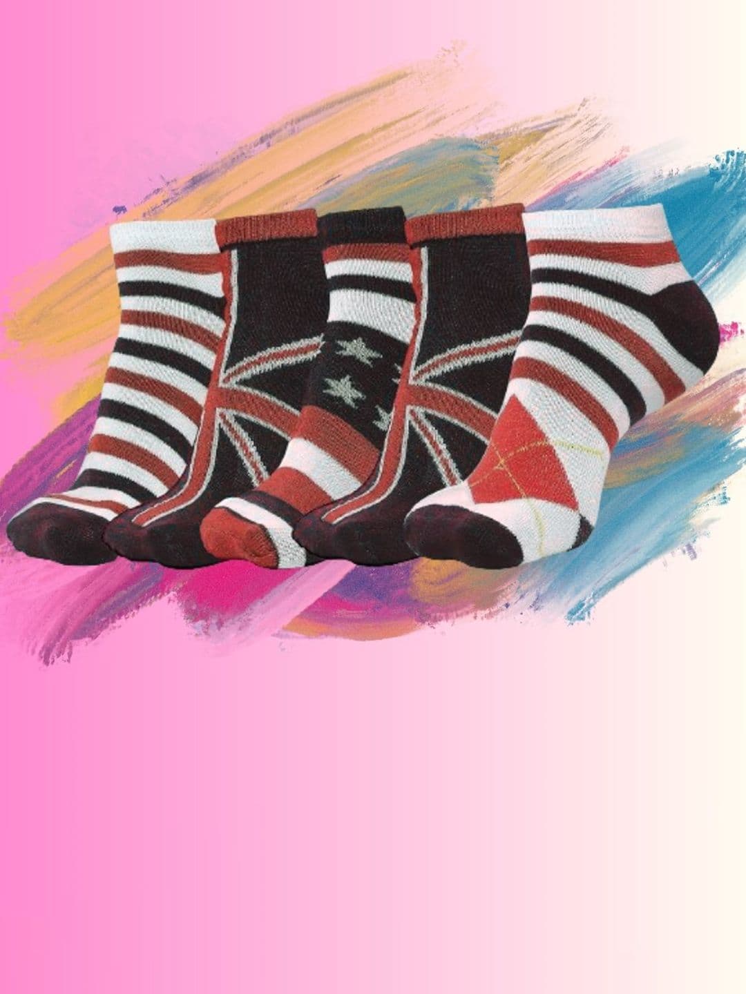 MJE Men Pack Of 5 Patterned Cotton Ankle Length Socks - view 1
