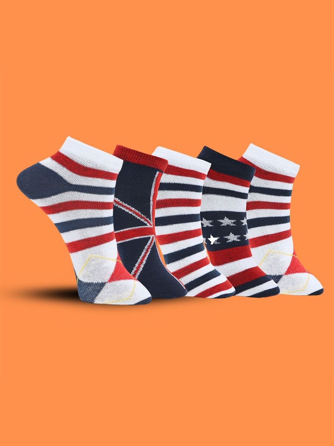 MJE Men Pack Of 5 Striped Ankle Length Socks - view 1
