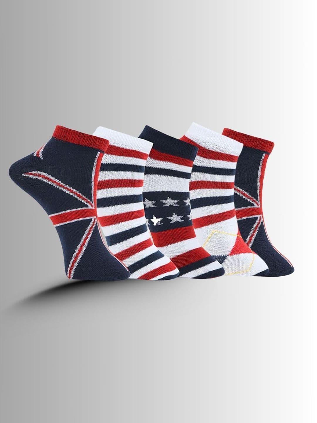 MJE Men Pack Of 5 Striped Ankle Length Socks - view 1