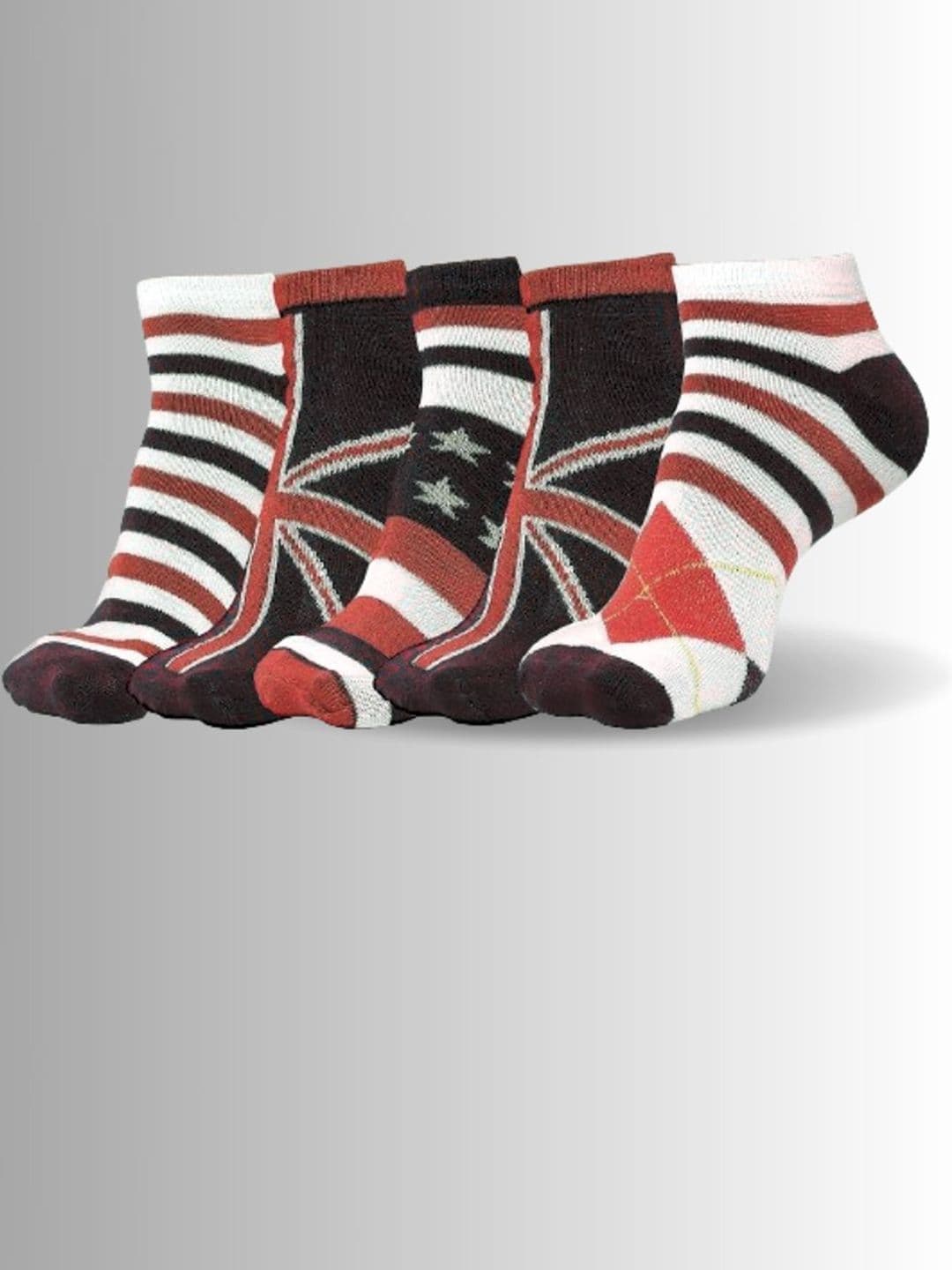 MJE Men Pack Of 5 Patterned Cotton Ankle Length Socks - view 1