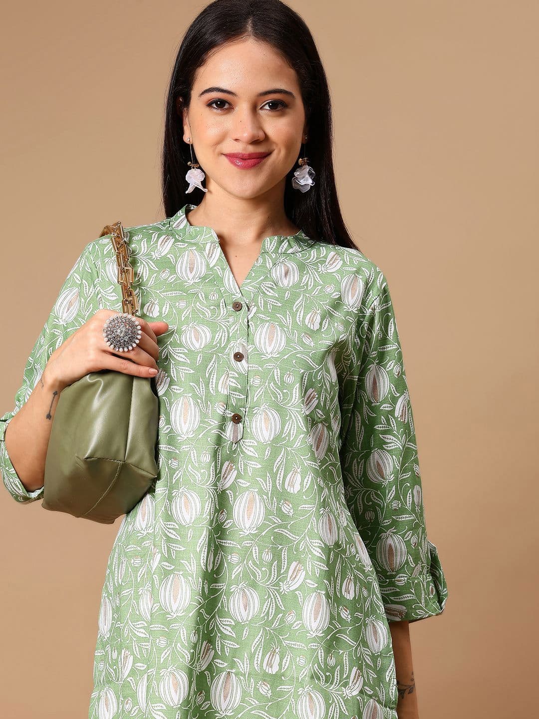 V-Mart Women Abstract Printed Straight Knee Length Kurta - view 1