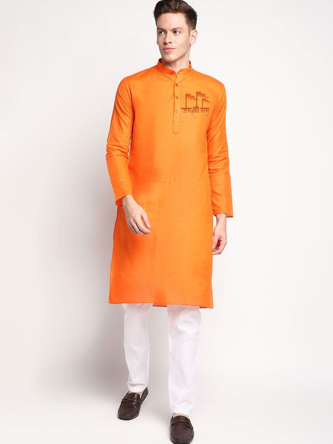 PulseIQ Band Collar Cotton Straight Kurta - view 1