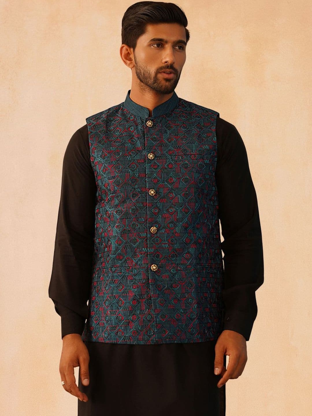 Jompers Woven Embroidered Nehru Jackets - view 1