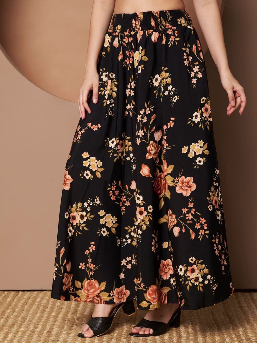 LookShine Floral Printed Flared Palazzos - view 1