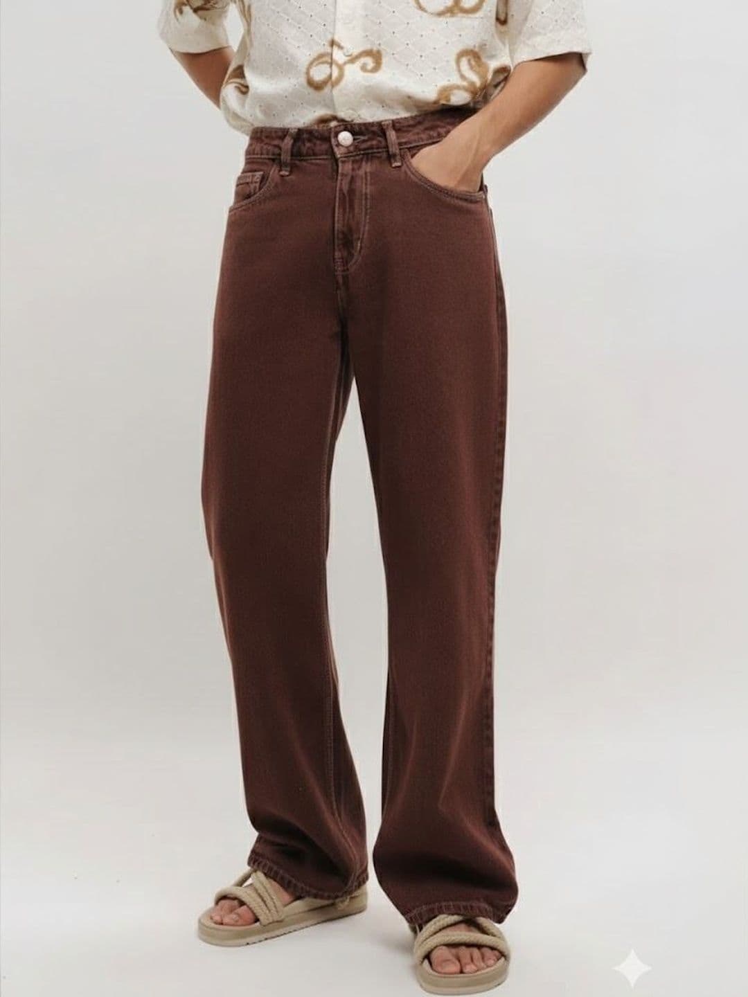 Niffar Fashion Men Wide Leg Mid-Rise Applique Jeans - view 1