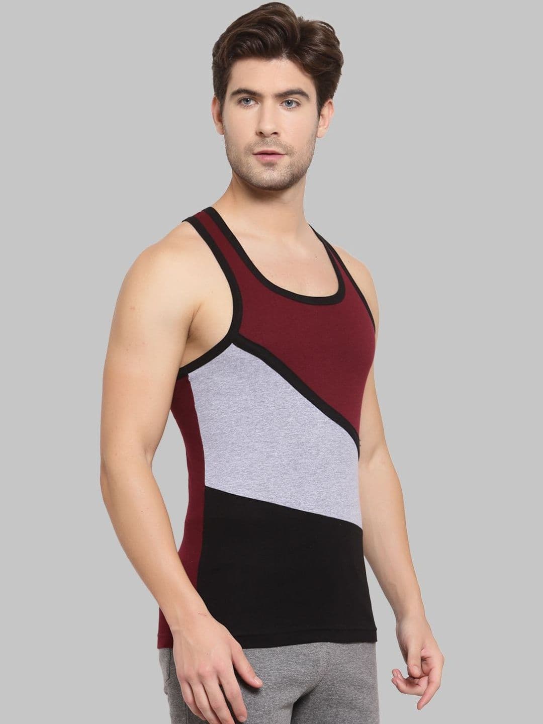 MACHO Pack Of 2 Colourblocked Pure Cotton Assorted Gym Innerwear Vests