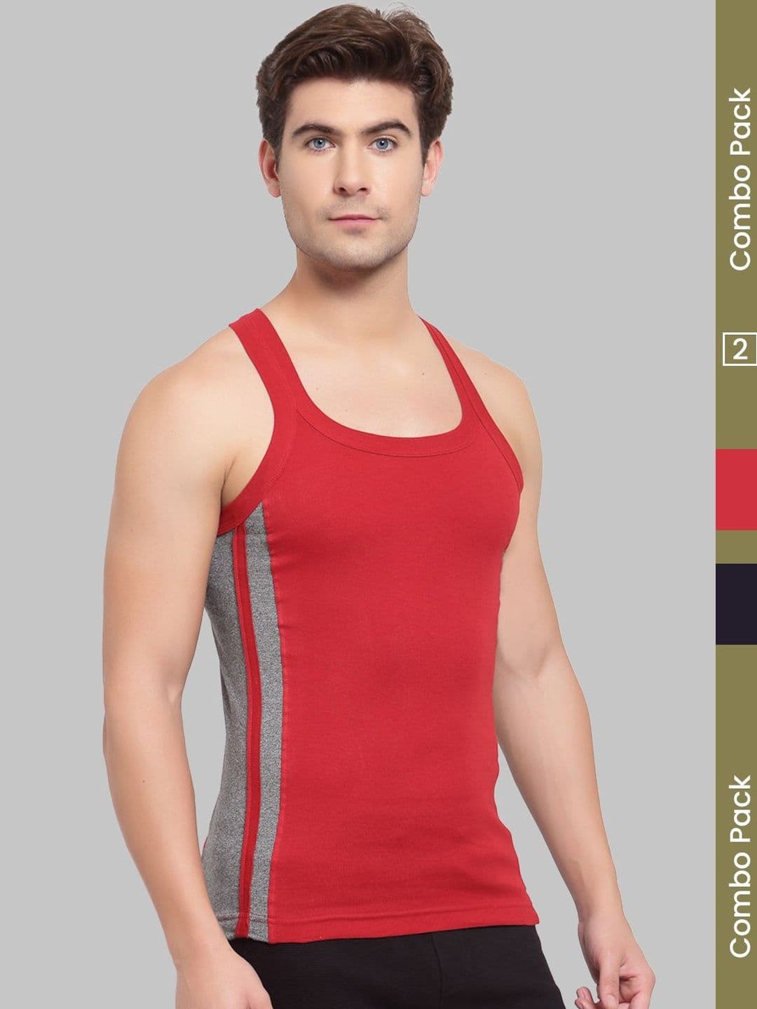 MACHO Pack Of 2 Assorted Super Combed Cotton Gym Vests - view 1