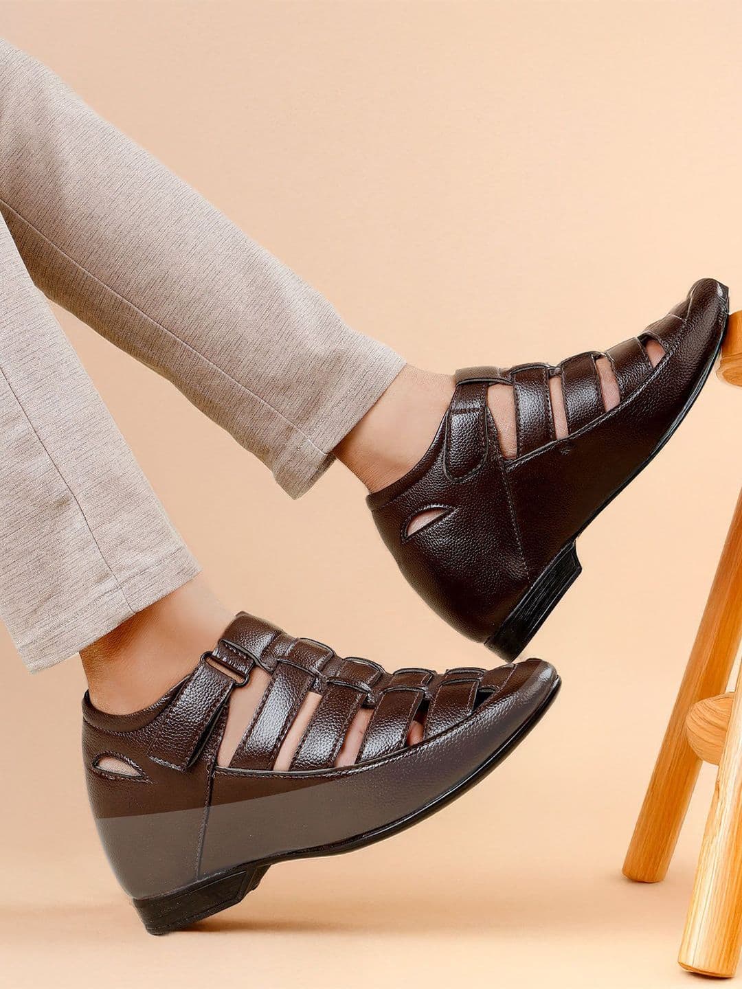 Bxxy Men Velcro 7.62 Cm Hidden Height Increasing Shoe-Style Sandals - view 1