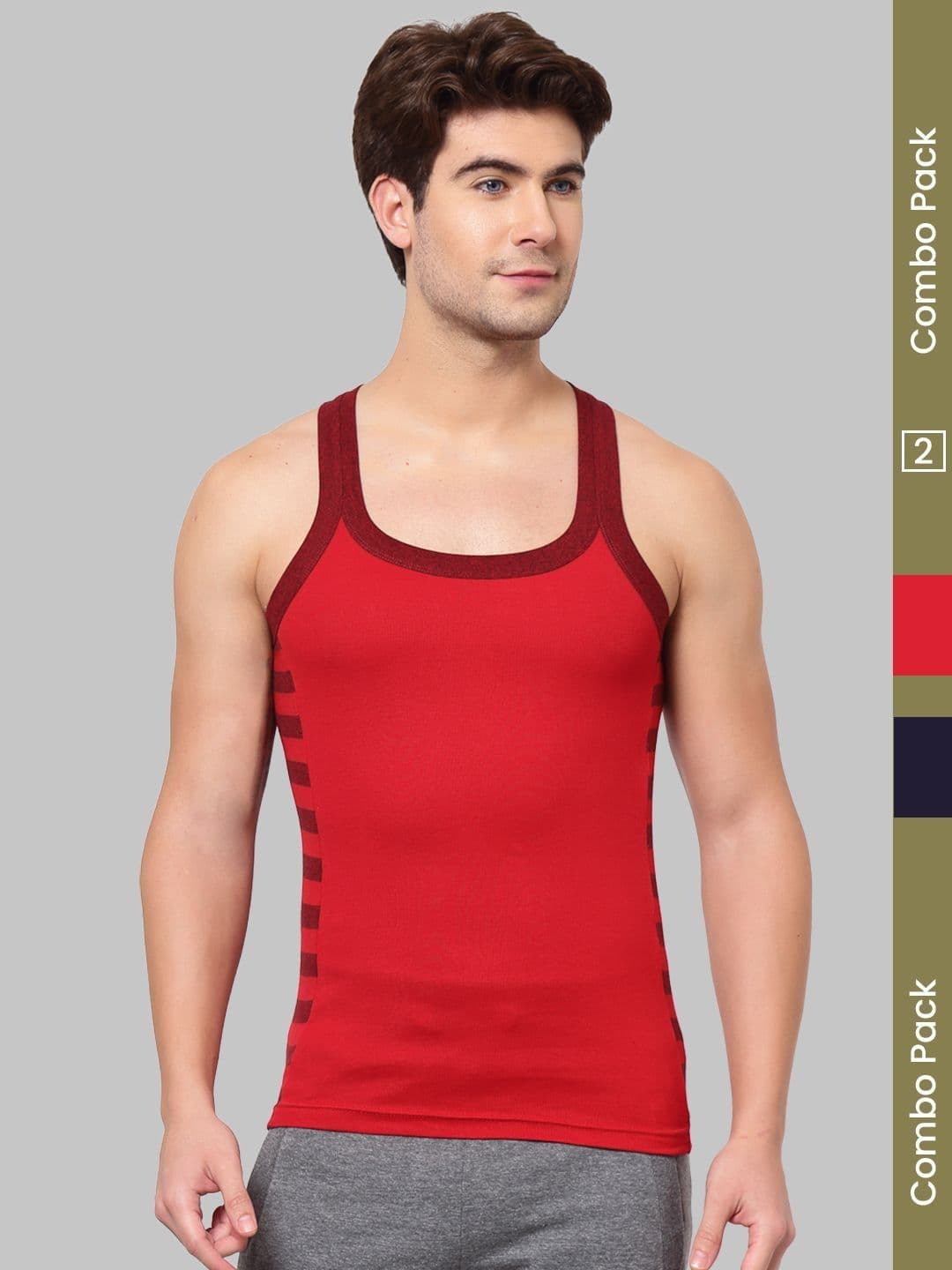 MACHO Pack Of 2 Assorted Pure Cotton Gym Vest