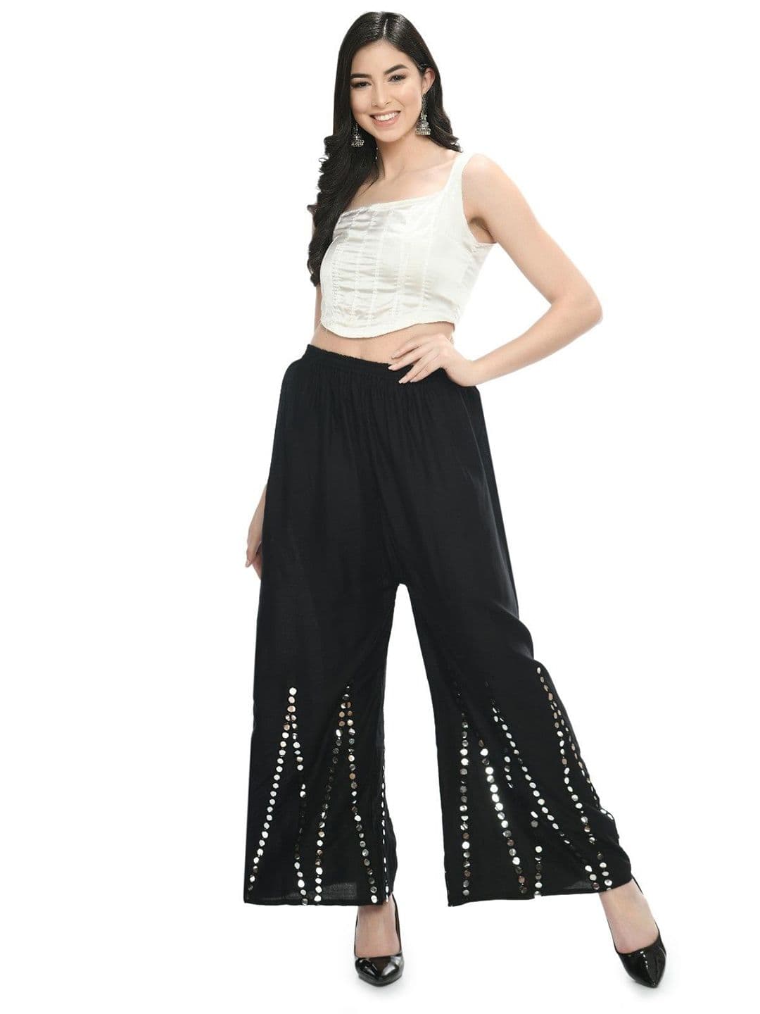 A R SILK DUPATTA HUB Women Embellished Flared Ethnic Palazzos - view 1