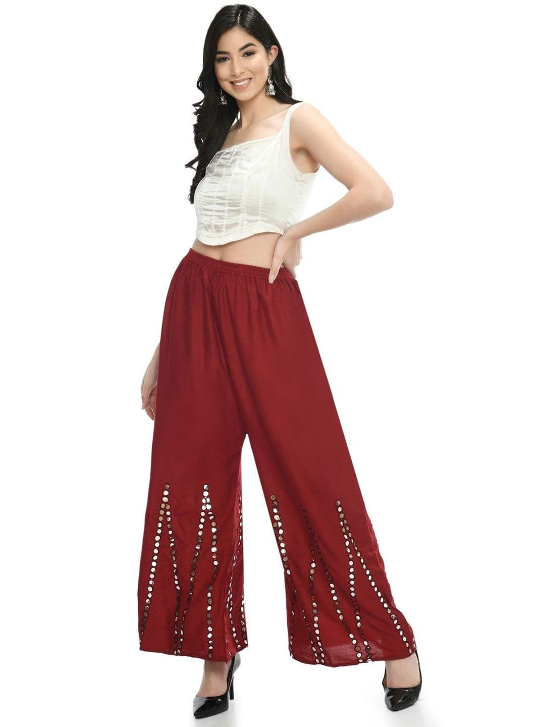 A R SILK DUPATTA HUB Women Embellished Flared Ethnic Palazzos - view 1