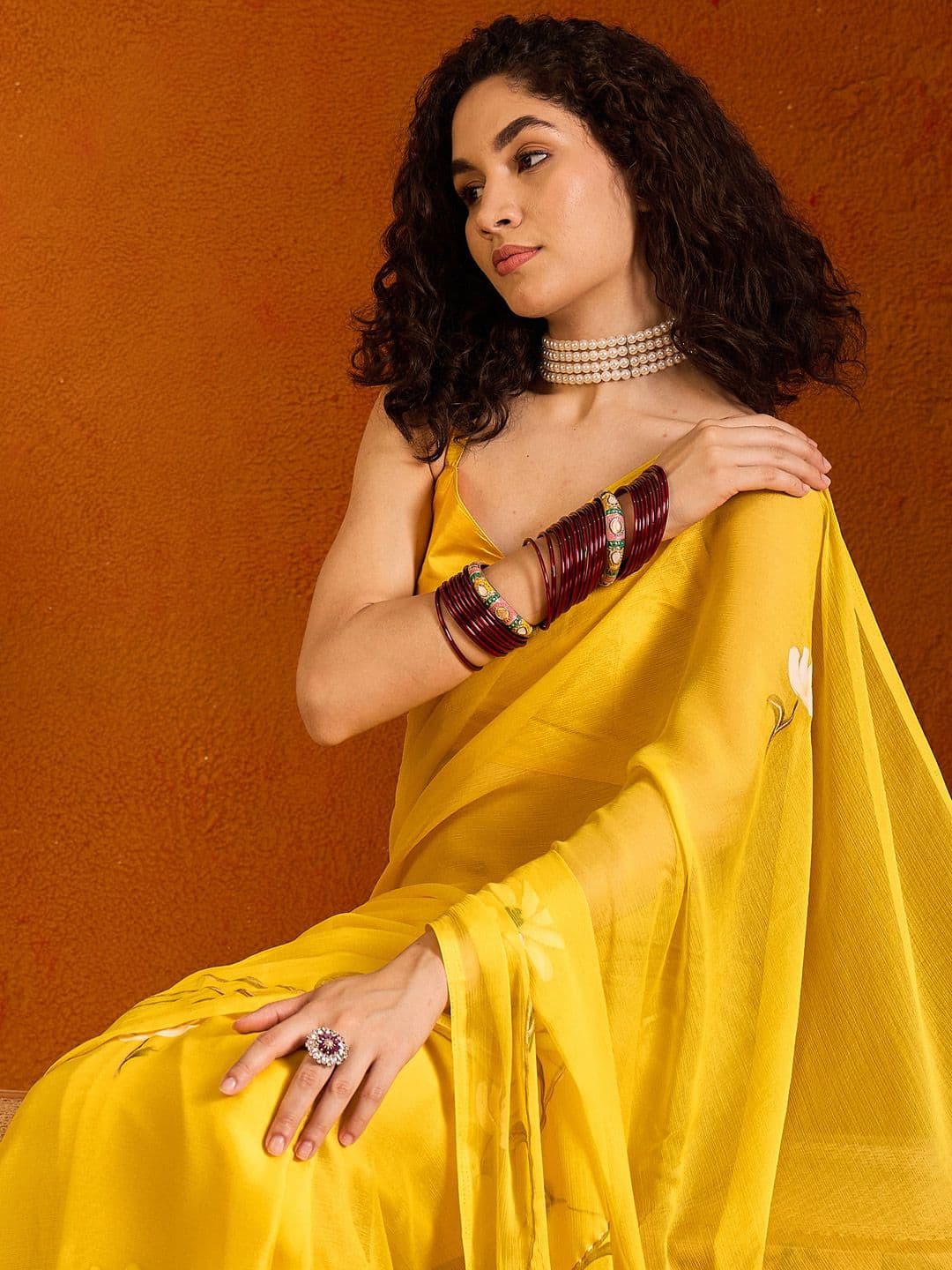 Anouk Rustic Floral Poly Chiffon Saree - view 1