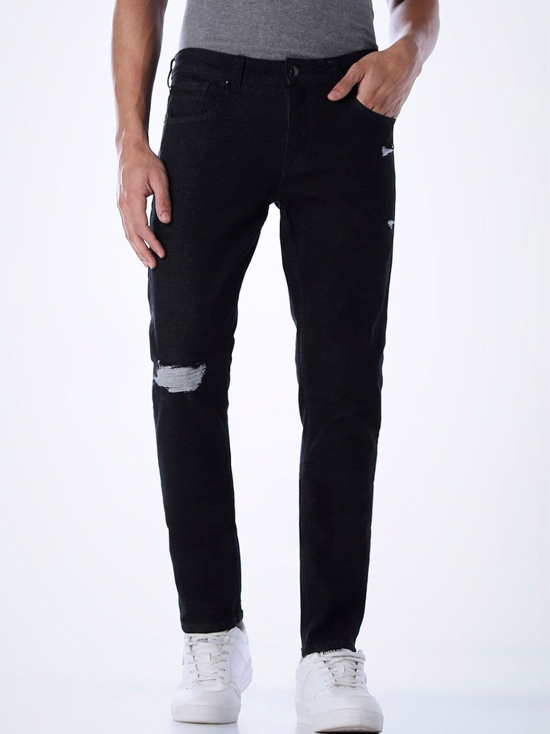 Jack & Jones Men Slim Fit Low-Rise Mildly Distressed Light Fade Stretchable Jeans - view 1