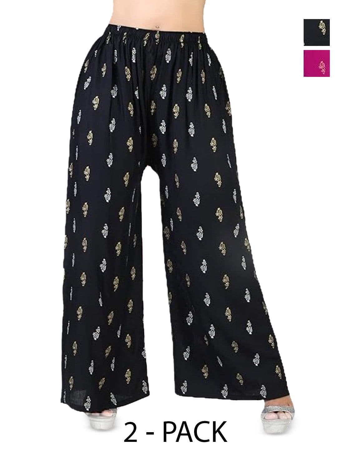 ERUDITE CLUB Women Pack of 2 Ethnic Motifs Printed Flared Ethnic Palazzos - view 1