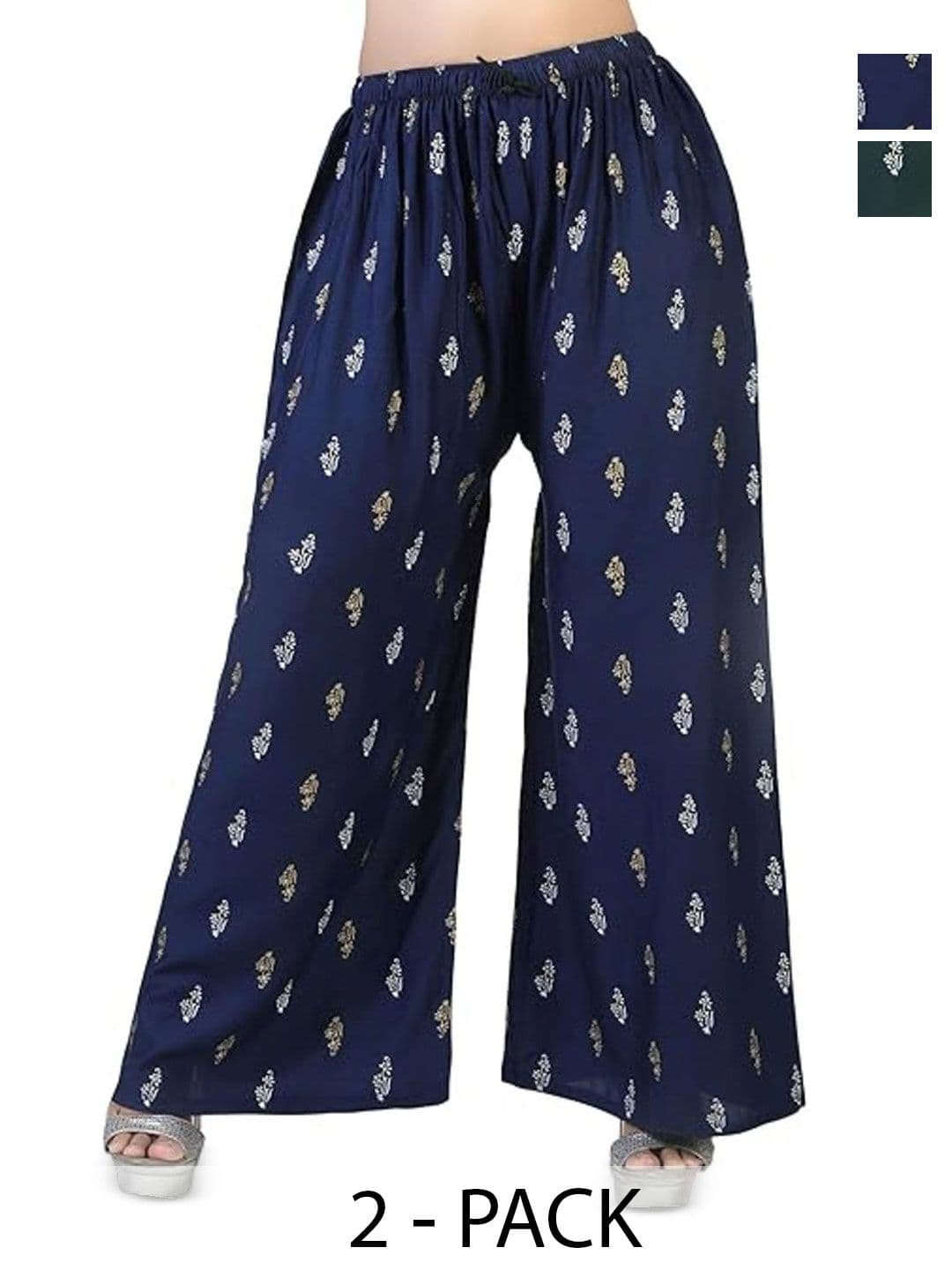 ERUDITE CLUB Women Pack Of 2 Ethnic Motifs Printed Wide Leg Ethnic Palazzos - view 1