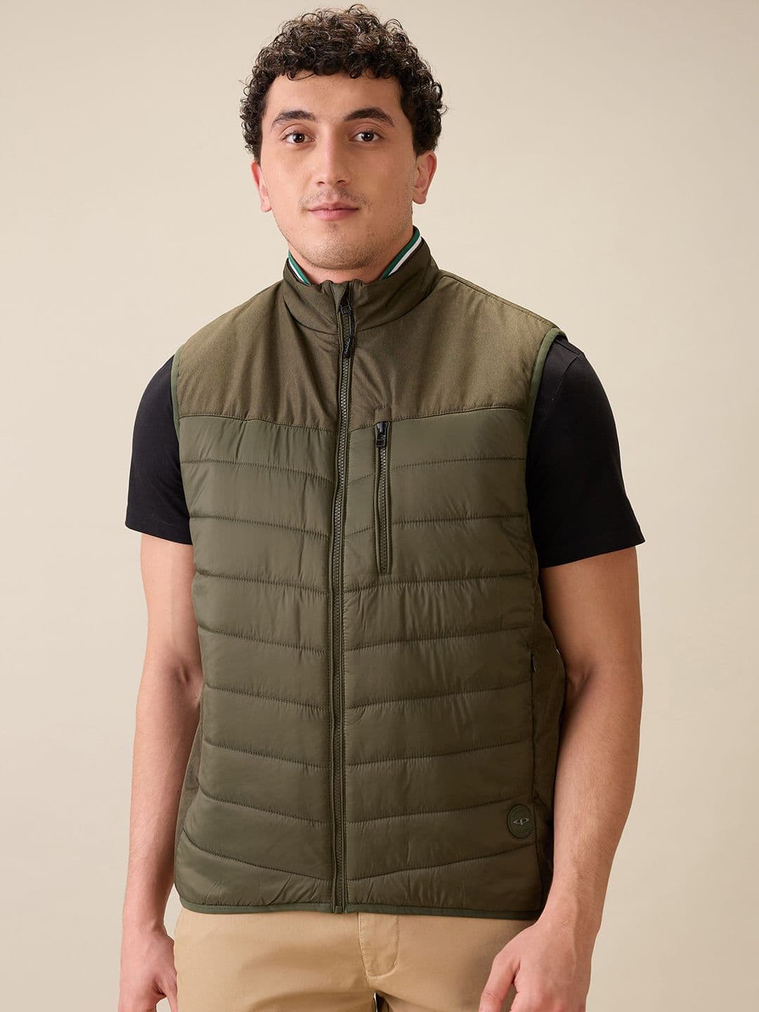 ColorPlus Mock Collar Padded Gilet Jacket - view 1