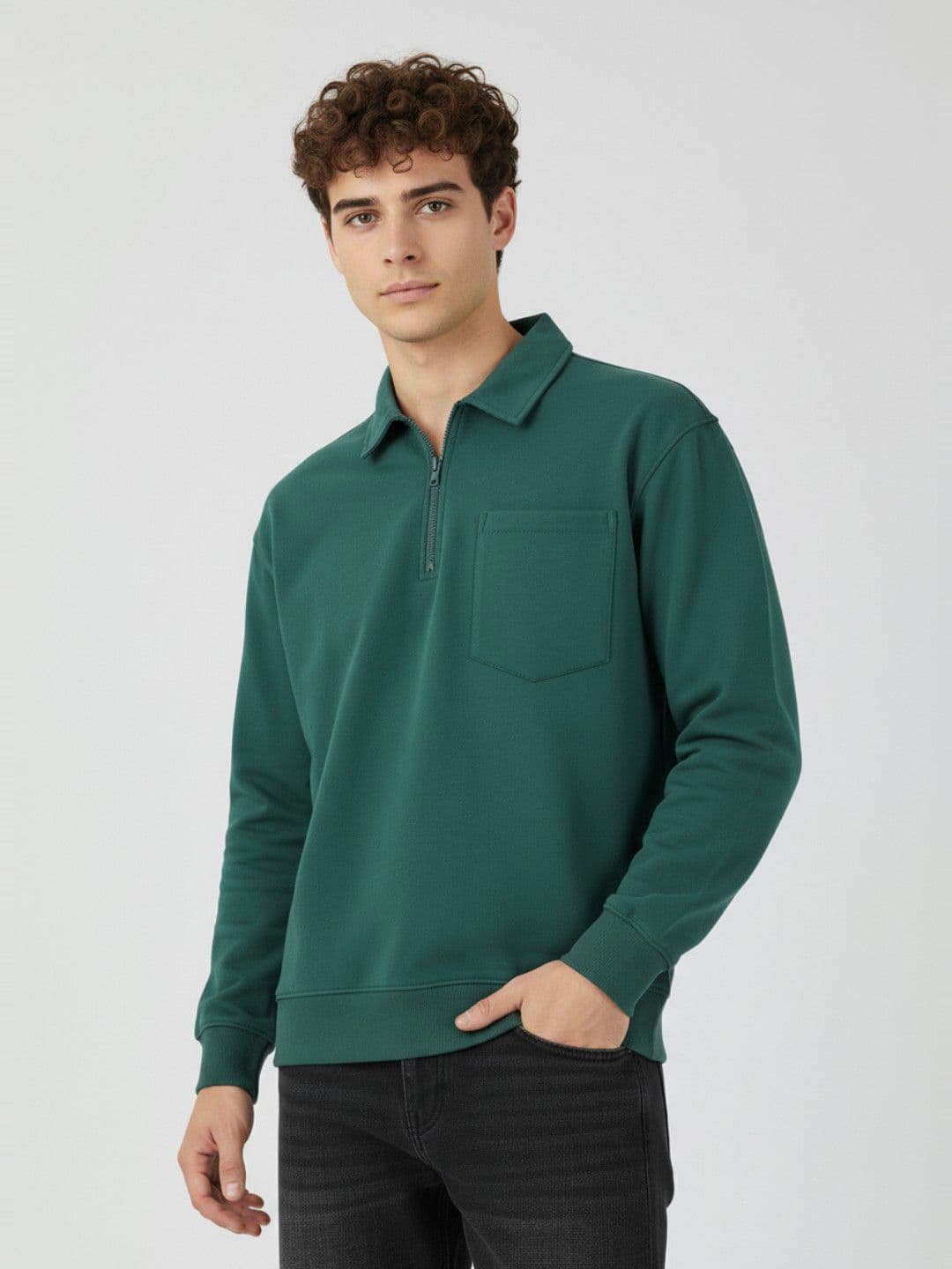 glitchez Polo Collar Relaxed Fit Pullover - view 1